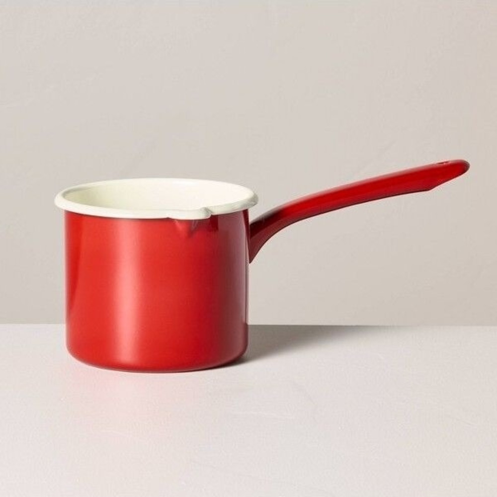 Christmas 40z Enameled Porcelain Milk Pan Red - Hearth & Hand Magnolia, Target